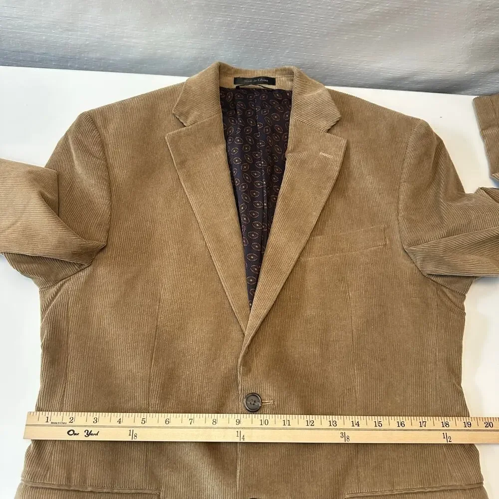 CHAPS Men’s 38R Corduroy Blazer Tan Brown Elbow Patches Professor Sport Coat